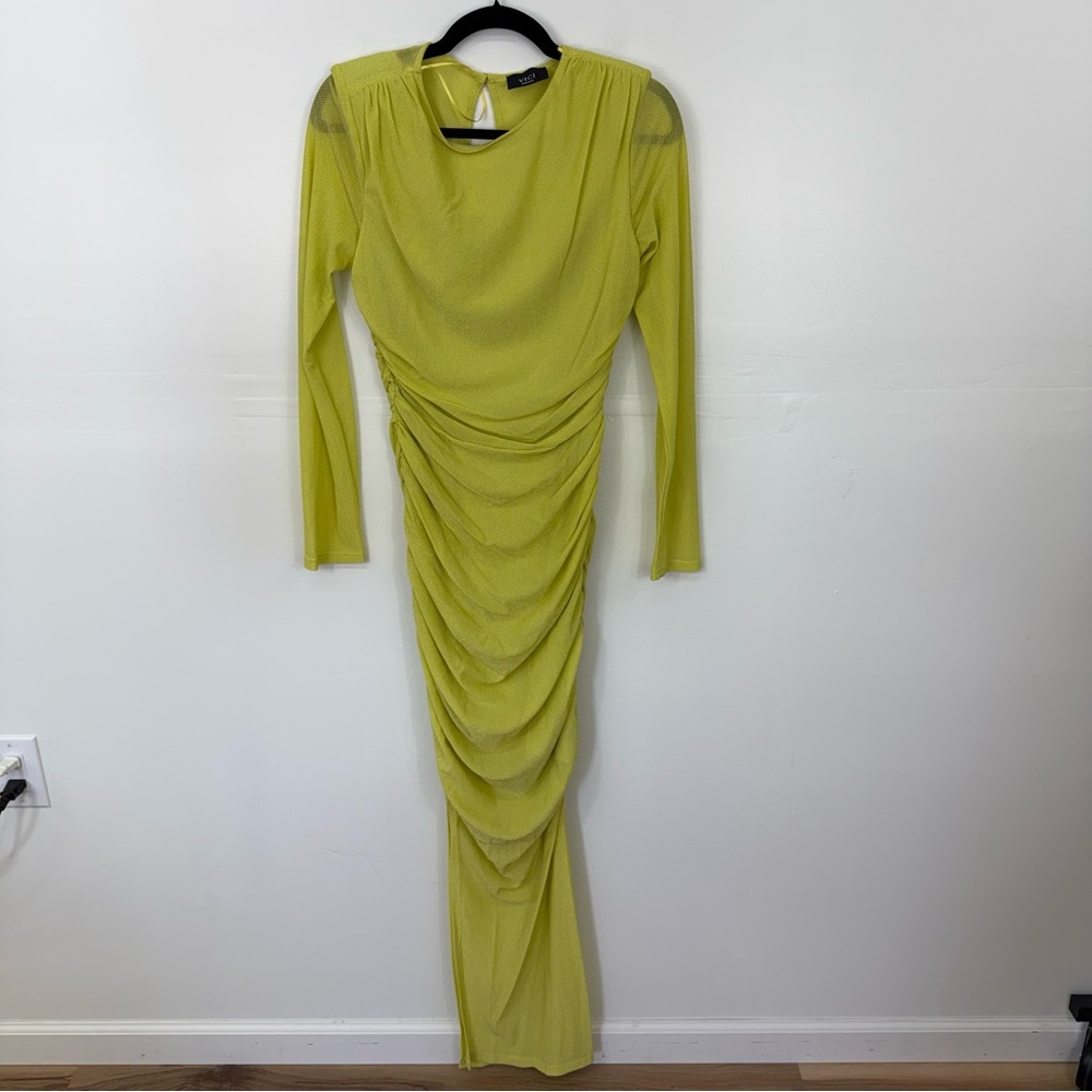 Vici Long Sleeve Yellow Sequins Maxi Dress E18